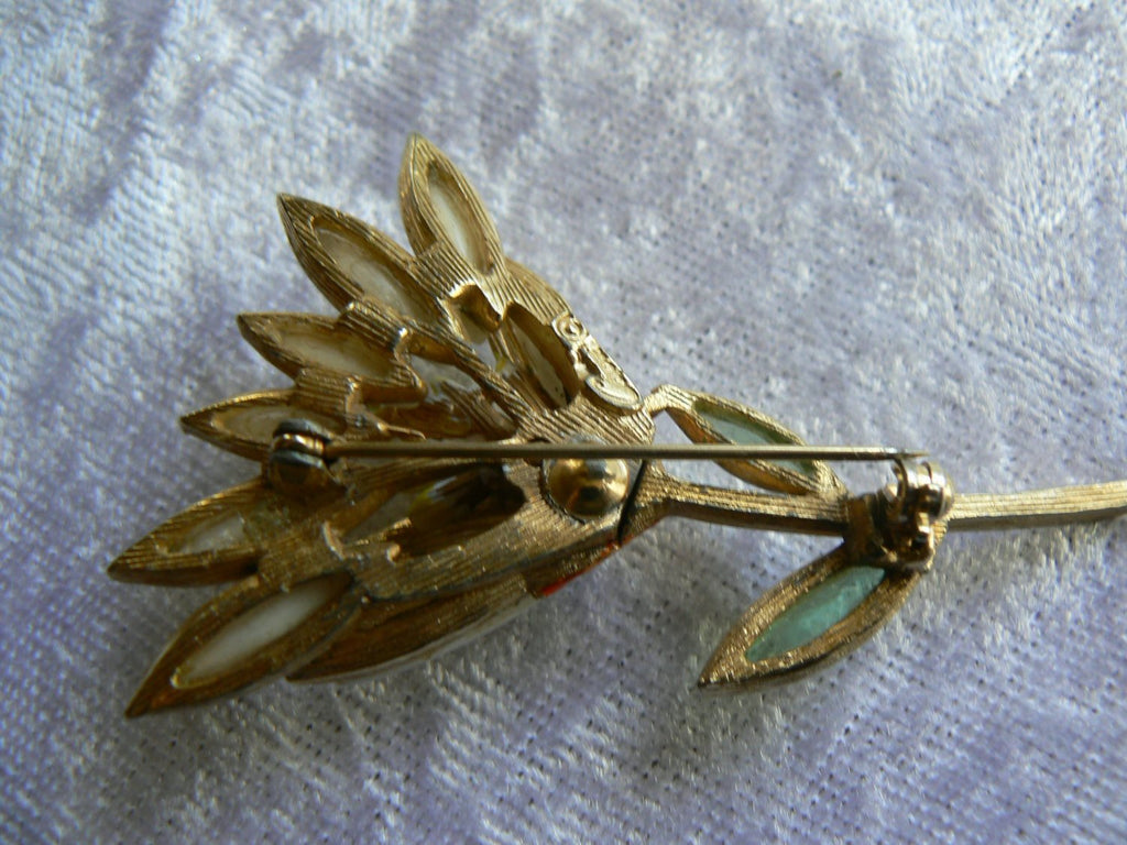 Capri Enamel Flower Pin - Vintage Lane Jewelry