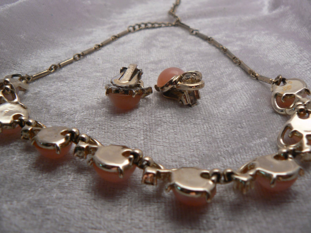 Coro Pink Moonstone Set - Vintage Lane Jewelry