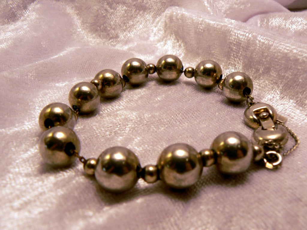 Monet  Silver Bead Bracelet - Vintage Lane Jewelry