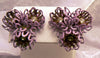 Lavender Filigree Enamel Rhinestone Flower And Bracelet Set - Vintage Lane Jewelry