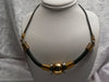 Leather And Gold Tone Necklace - Vintage Lane Jewelry