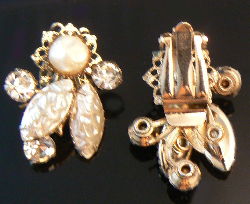 Miriam Haskell Clip-style Vintage Earrings - Vintage Lane Jewelry