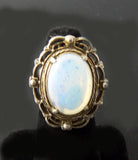 Vintage Bold Opalescent Glass Solitaire Ring - Vintage Lane Jewelry