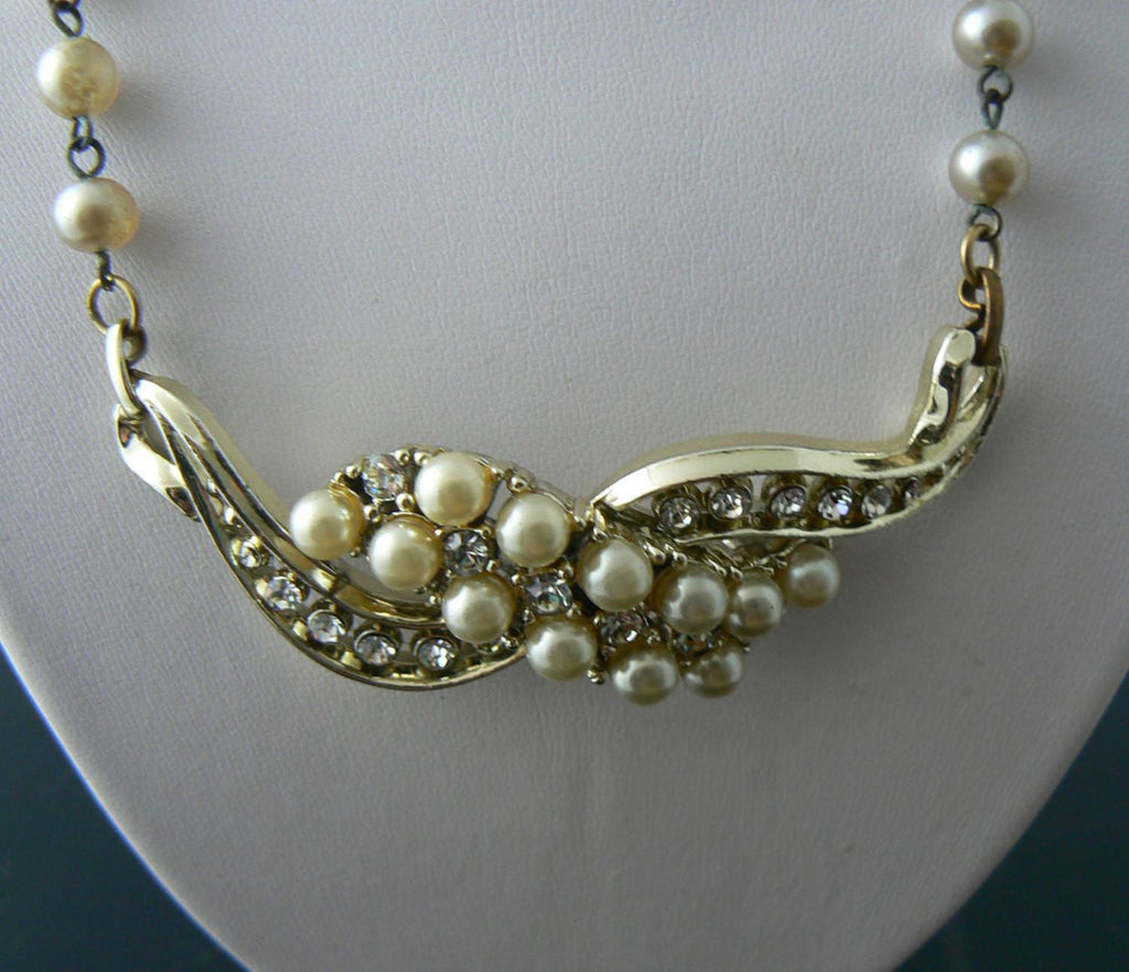 Faux Pearl And Rhinestones - Vintage Lane Jewelry