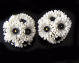West Germany White Plastic Bouquet Floral Earrings. - Vintage Lane Jewelry