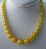 Antique Czech Glass Lamp Worked Satin Yellow Necklace - Vintage Lane Jewelry
