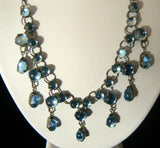Vintage Dangling Blue Lucite Collar Necklace - Vintage Lane Jewelry