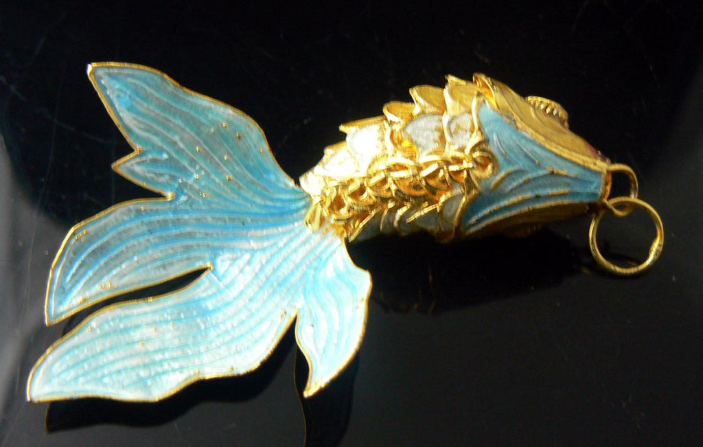 Articulating Enamel Koi Fish Pendant - Vintage Lane Jewelry