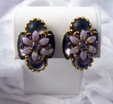 Purple Moonstone Flower Earrings - Vintage Lane Jewelry