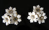 Coro White 3 Flower Plastic Earrings - Vintage Lane Jewelry