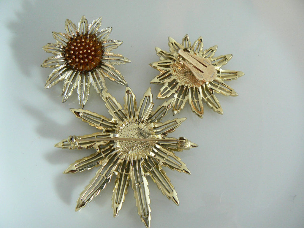 Vintage Sarah Coventry Sunflower Demi Parure - Vintage Lane Jewelry