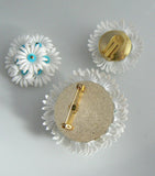 Plastic Daisy Flower Demi Parure - Vintage Lane Jewelry