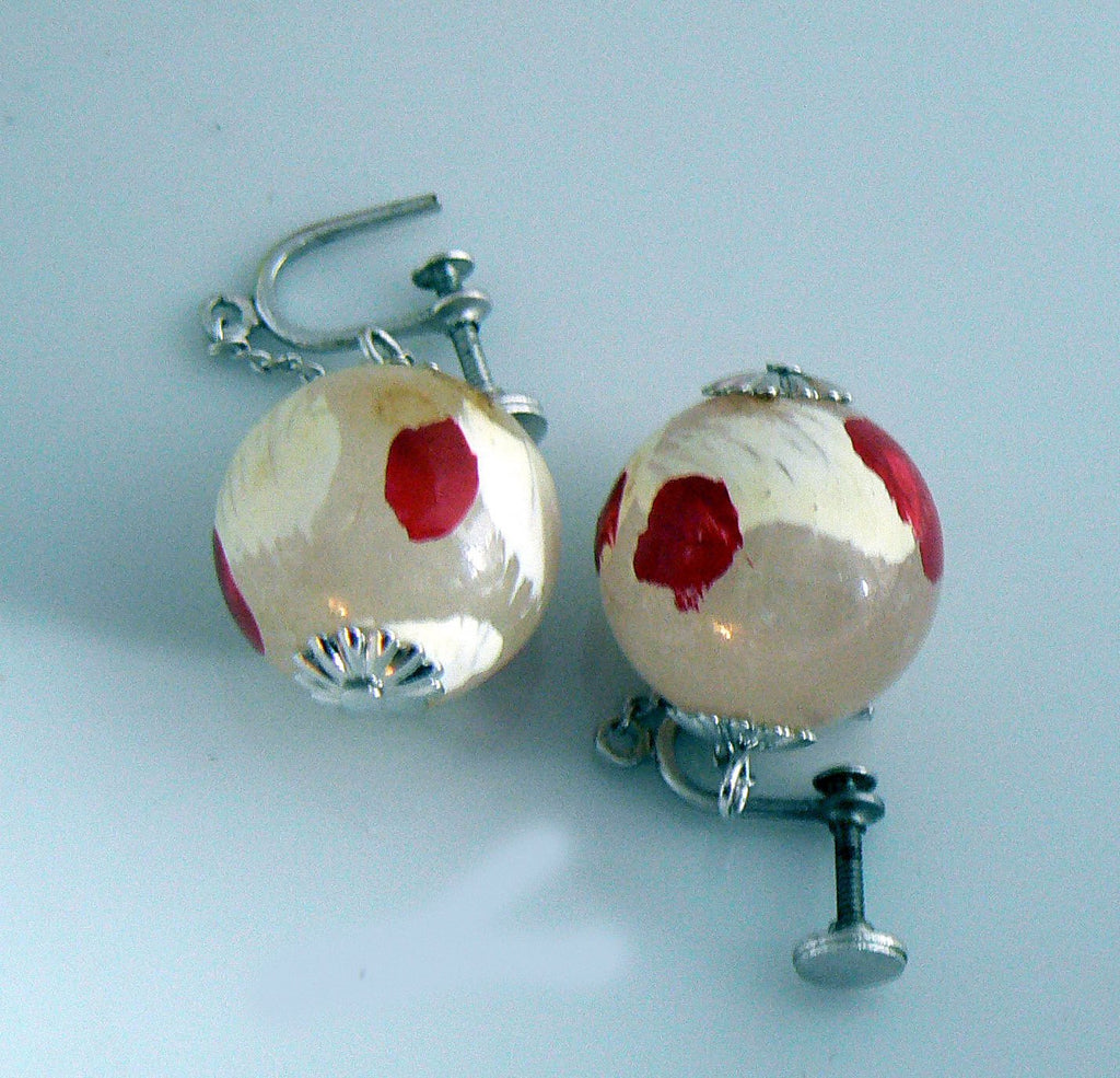 1930's Glass Ball Earrings - Vintage Lane Jewelry