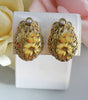 West German Floral Clip On Earrings - Vintage Lane Jewelry