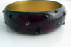 Vintage Purple Lucite Bangle With Embedded Rhinestones - Vintage Lane Jewelry