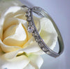 Clear Rhinestone Bangle Designed In Heavy Silver Tone - Vintage Lane Jewelry