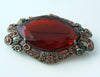 Antique Victorian Red Glass Pot Metal Brooch - Vintage Lane Jewelry