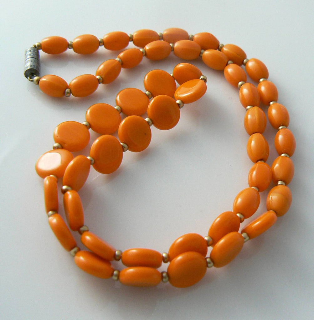 Orange Czech Glass Bead Necklace - Vintage Lane Jewelry