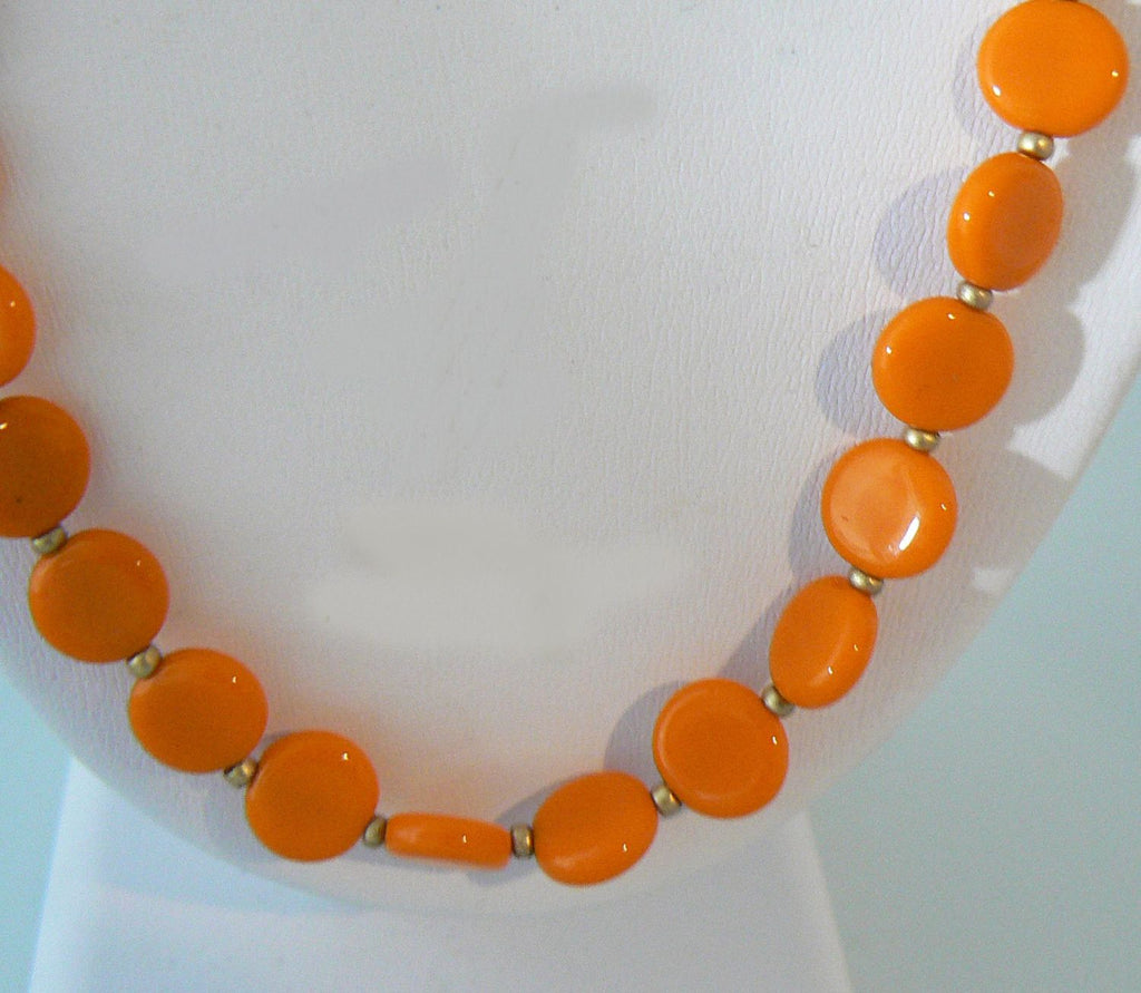 Orange Czech Glass Bead Necklace - Vintage Lane Jewelry