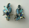 Vintage Juliana Steel Blue Ab Silver Tone Clip Earrings - Vintage Lane Jewelry