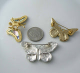 3 Vintage Butterfly Pins - Vintage Lane Jewelry