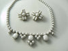 Vintage Milk White Rhinestone Necklace & Earring Set - Vintage Lane Jewelry