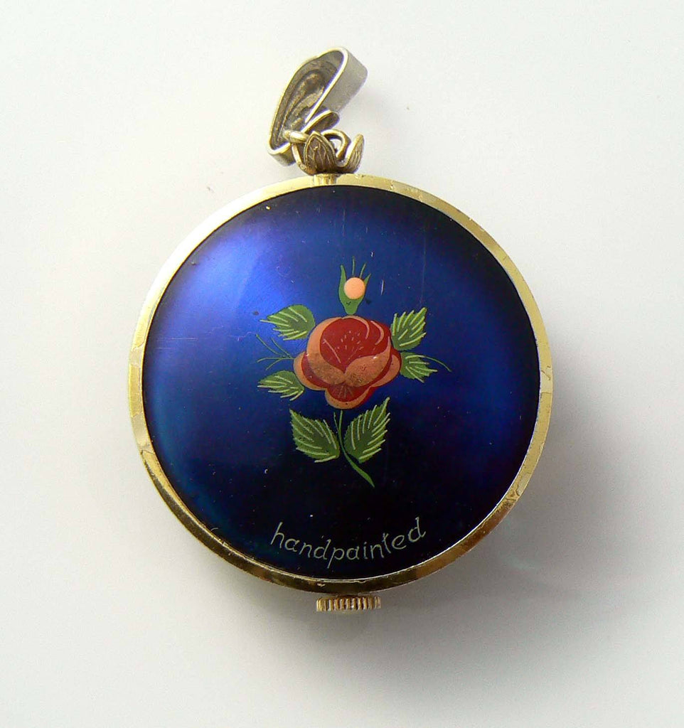 Vintage Princeton hand painted double sided Swiss pendant watch - Vintage Lane Jewelry