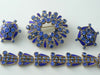 Weiss Bracelet, Brooch & Clip Earrings Blue Enamel Rhinestones - Vintage Lane Jewelry