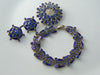 Weiss Bracelet, Brooch & Clip Earrings Blue Enamel Rhinestones - Vintage Lane Jewelry