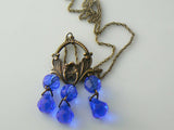 Vintage Victorian Bomae' Blue Crystal Pendant Necklace - Vintage Lane Jewelry
