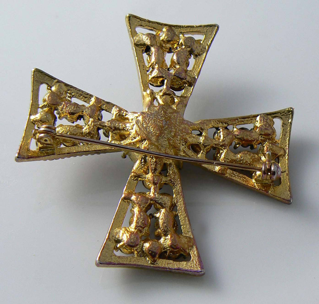Amethyst Weiss Maltese Cross Brooch - Vintage Lane Jewelry