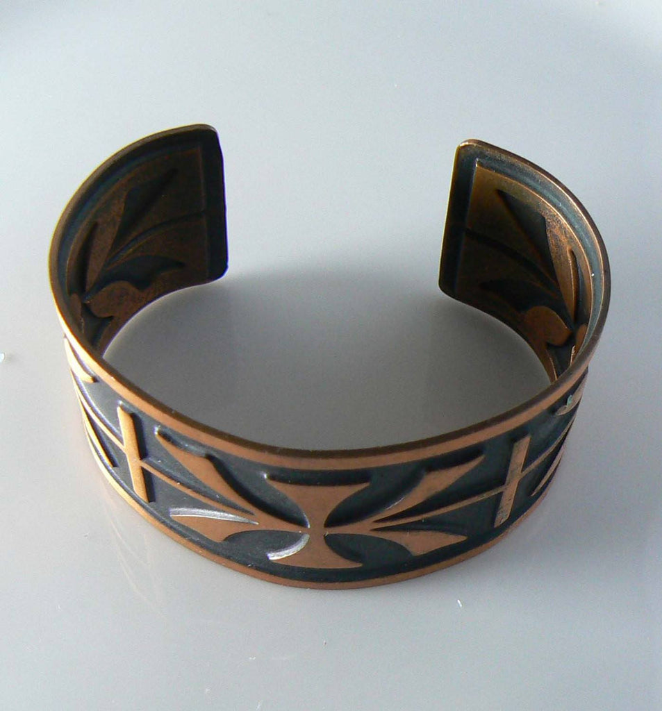 Solid Copper Mayan Cuff Bracelet - Vintage Lane Jewelry