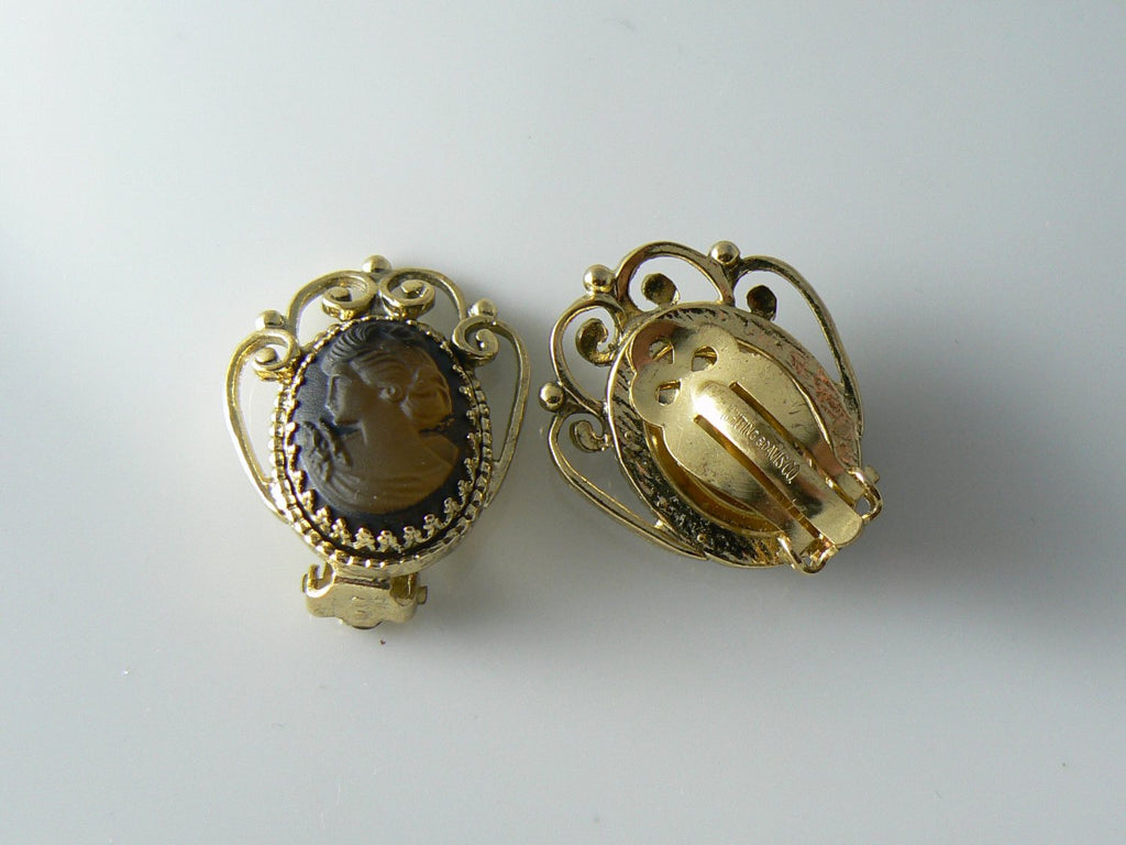 Whitting Davis Cameo Glass Earrings - Vintage Lane Jewelry