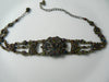 Revival Dark Gold Tone Metal Amethyst Crystal Encrusted Choker - Vintage Lane Jewelry