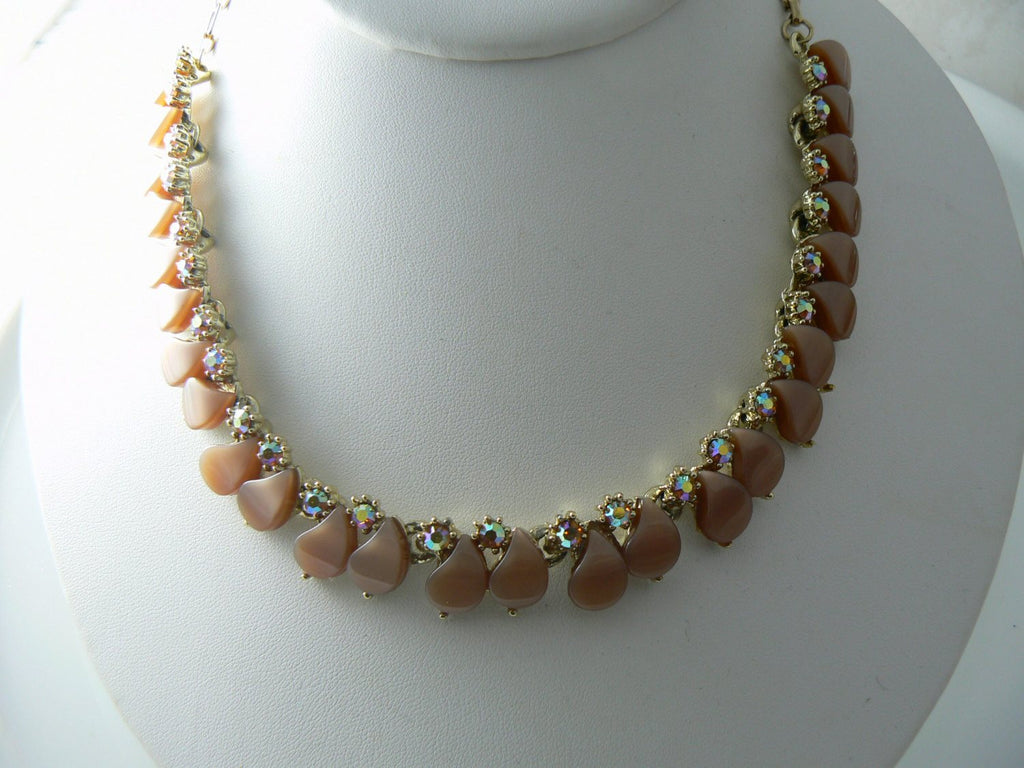 Vintage Necklace Brown Lucite Thermoset - Vintage Lane Jewelry