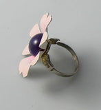 Retro Pink Enamel Daisy Ring - Vintage Lane Jewelry
