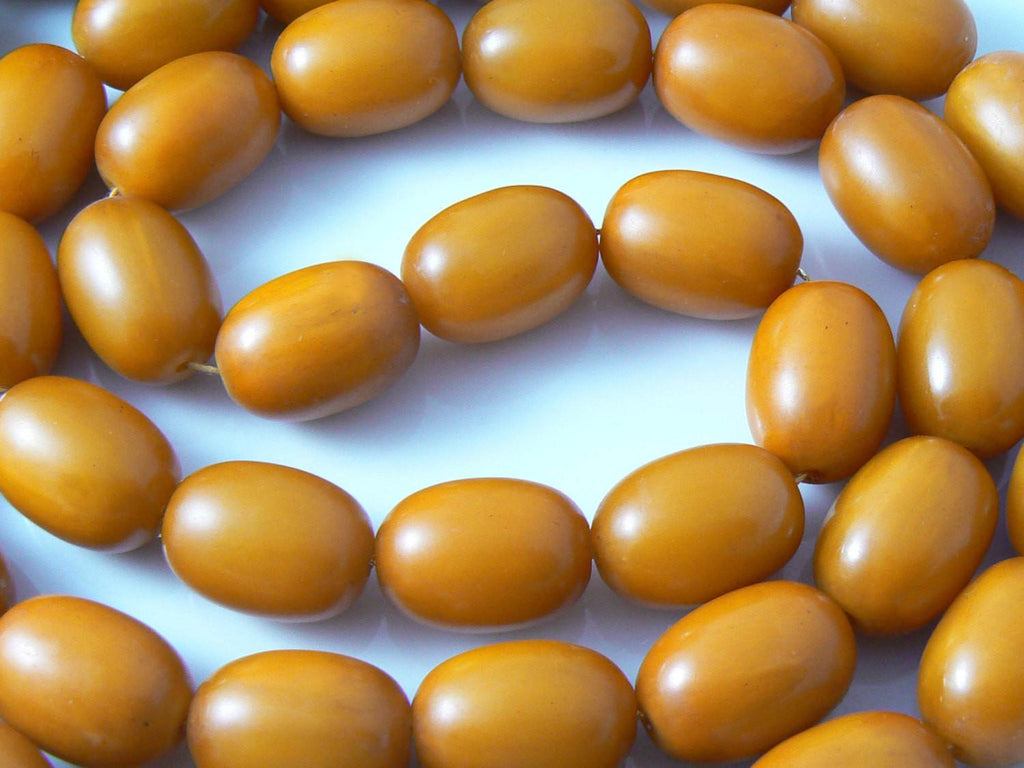 Antique Butterscotch Bakelite Amber Olive African Prayer Beads - Vintage Lane Jewelry