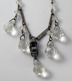 Vintage Art Deco Chome & Crystal Dropper Necklace - Vintage Lane Jewelry