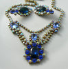 Czech Sapphire Blue Glass Necklace And Earrings Set - Vintage Lane Jewelry