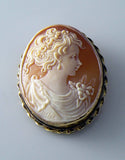 Vintage 18k Yellow Gold Carved Shell Cameo Gennarro Borriello Brooch - Vintage Lane Jewelry