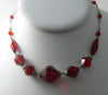 Art Deco Red Faceted Glass Necklace - Vintage Lane Jewelry