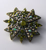 Vintage Green Rinestone And Faux Pearl Maltese Cross Brooch - Vintage Lane Jewelry