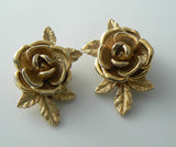 Vintage Sarah Coventry Gold Tone Rose Earrings - Vintage Lane Jewelry