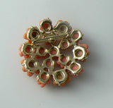 Gorgeous 1950's Coral Celluloid Roses Pin - Vintage Lane Jewelry