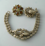 RootBeer Rhinestone Bracelet And Earrings - Vintage Lane Jewelry