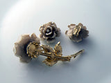 Vintage Set Of Rose Rhinestone Brooch And Earrings - Vintage Lane Jewelry