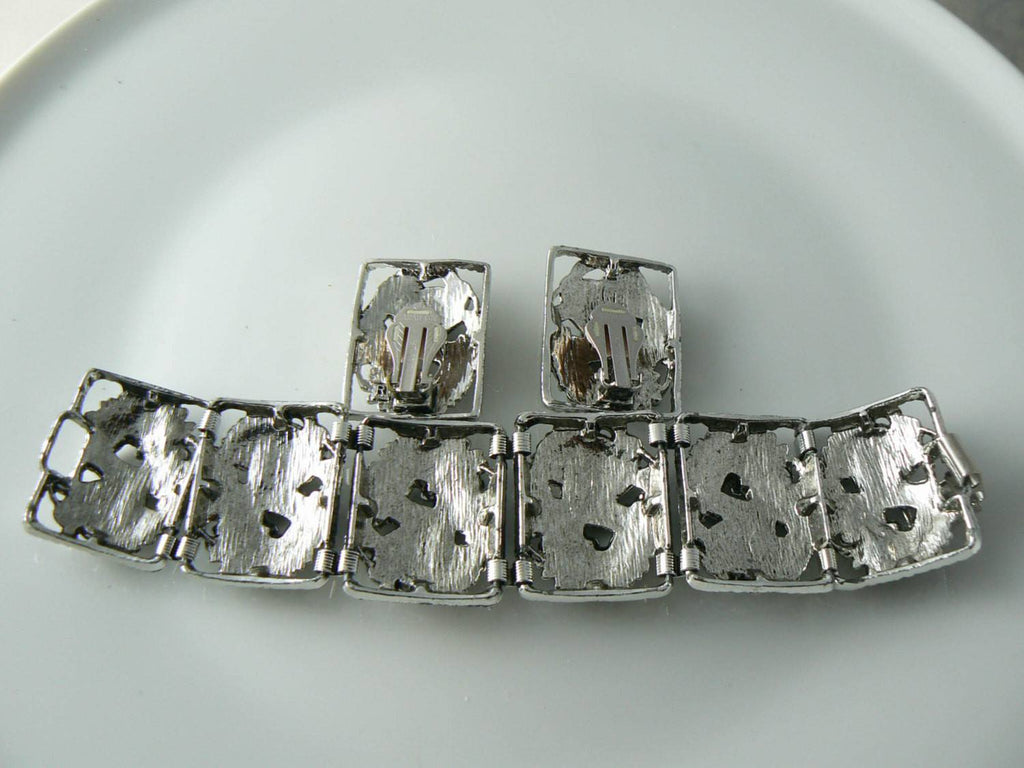 Vintage Chunky Silver Tone Floral Sarah Coventry Set - Vintage Lane Jewelry