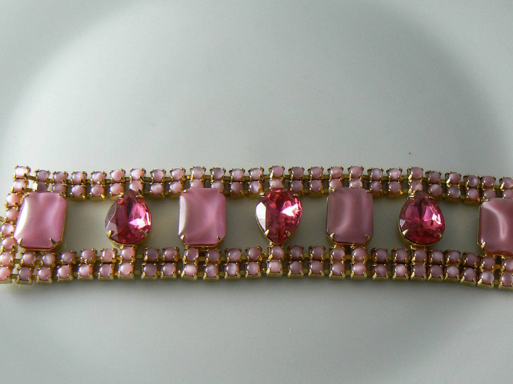 Vintage Juliana Pink Rhinestone Bracelet - Vintage Lane Jewelry