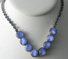 Vintage Blue rhinestone and moonstone bead necklace - Vintage Lane Jewelry
