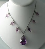 Art Deco necklace with purple faceted crystals - Vintage Lane Jewelry